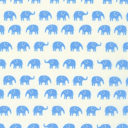 Robert Kaufman Handworks Home Elephants Blue Fabric