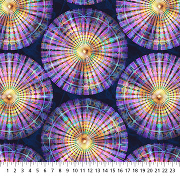 Northcott Night Vision Large Circles Violet Digital Printed Fabric