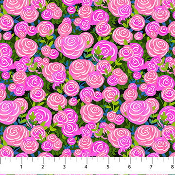 Northcott Quilt Retreat Roses Pink Fabric