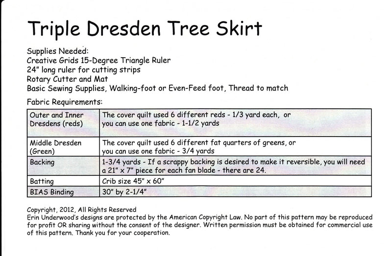 Erin Underwood Triple Dresden Tree Skirt Pattern