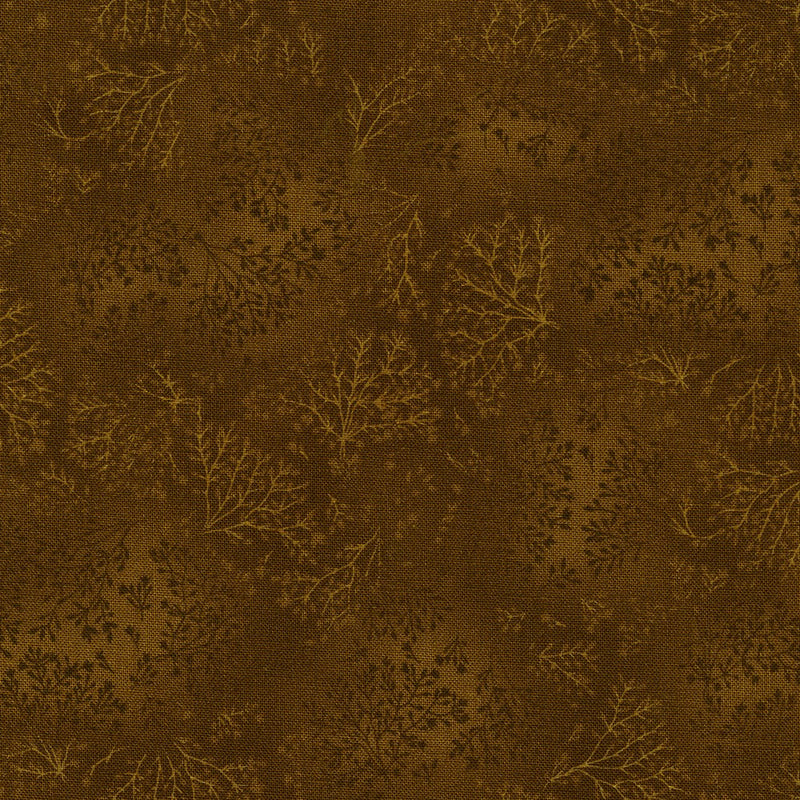 Robert Kaufman Fusions 7 Leaf Branches 167 Chocolate Fabric