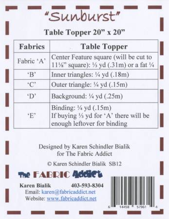 The Fabric Addict Snippets Sunburst Table Topper Pattern