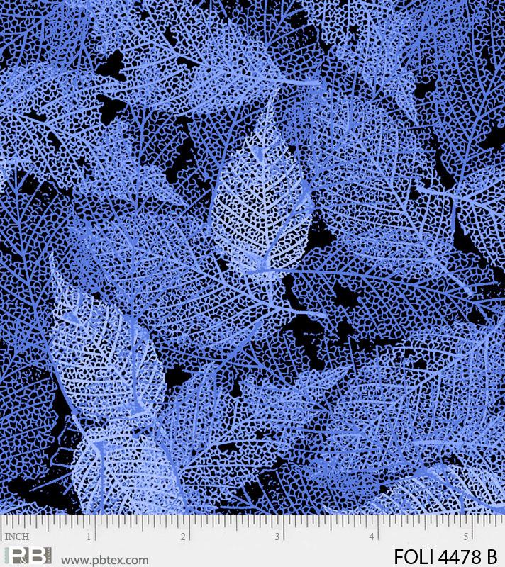 P & B Textiles Foliage Blue Fabric