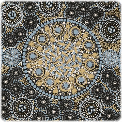 M&S Textiles Fresh Life After Rain-Black Aboriginal Print FLARB