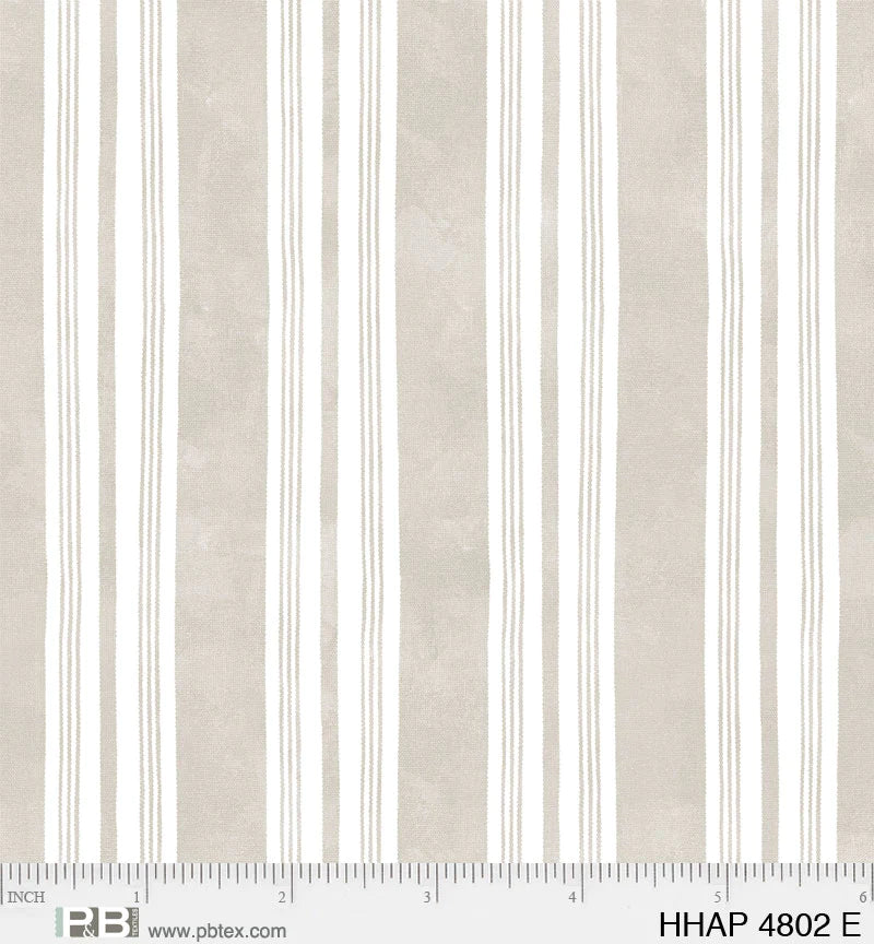 P & B Textiles Homemade Happiness Stripe Ecru Fabric