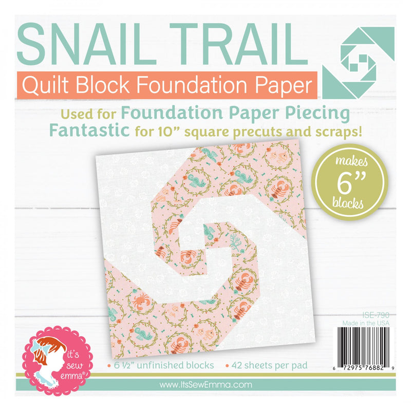 Snail Trail Quilt Block Foundation Paper 6in