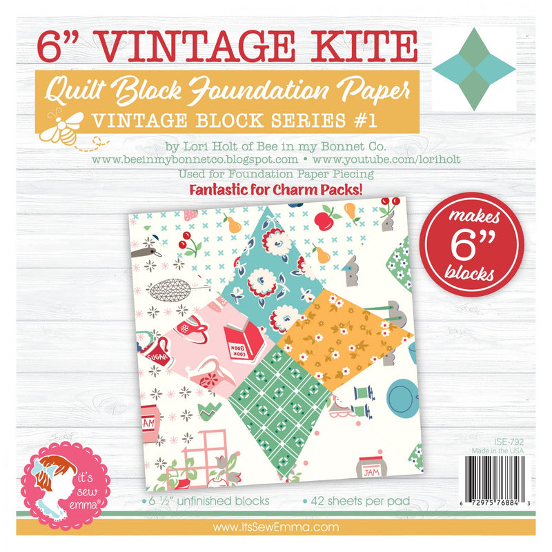 Vintage Kite Quilt Block Foundation Paper 6in