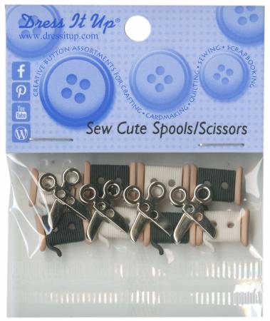 Dress It Up Sew Cute Spool/Scissors Buttons