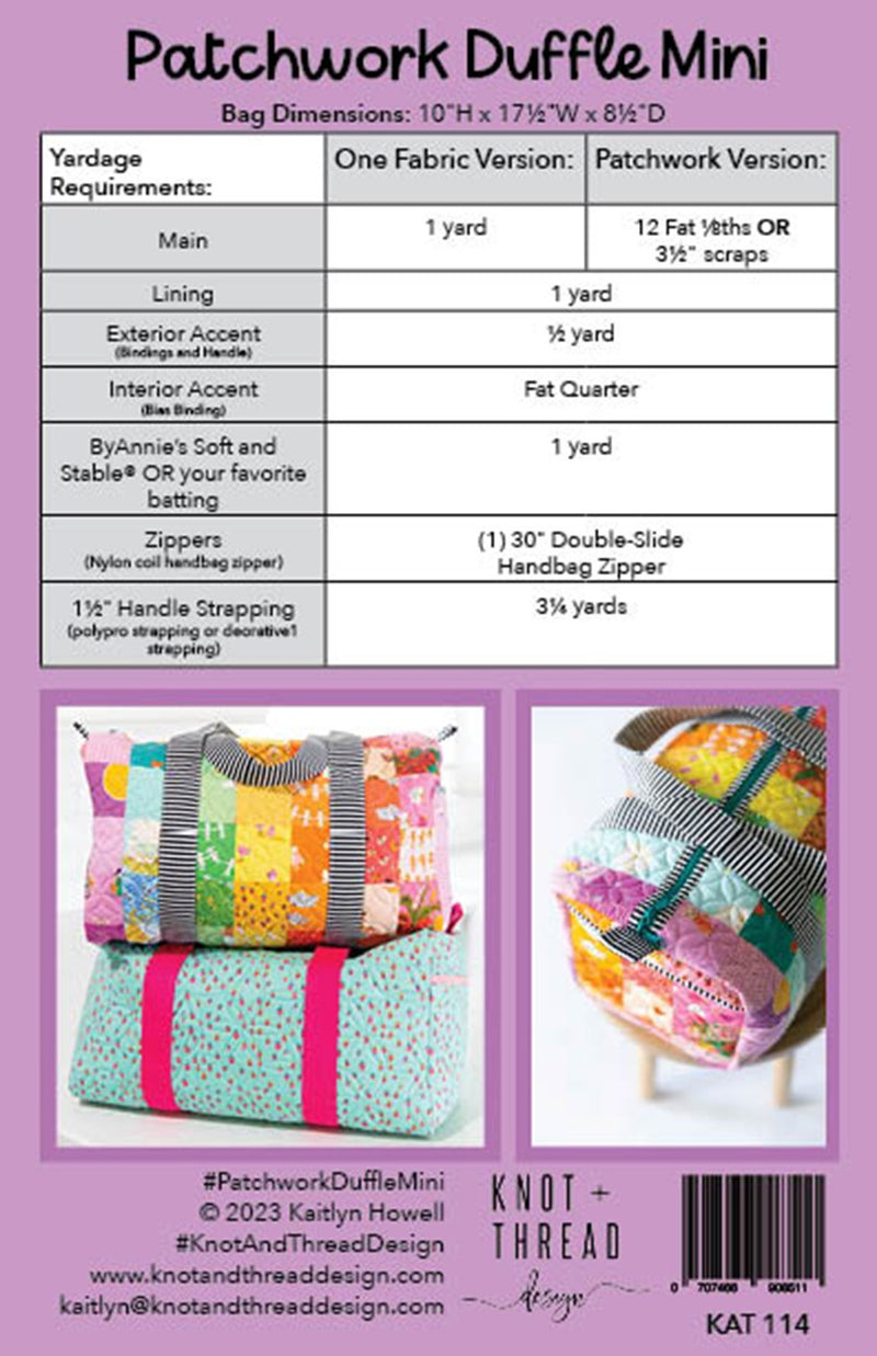 Knot And Thread Designs Patchwork Duffle Mini Pattern