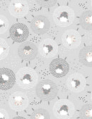 Timeless Treasures Love Ewe More Cute Sheep Puffs Grey Fabric
