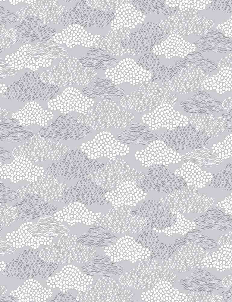 Timeless Treasures Love Ewe More Sweet Dotted Clouds Grey Fabric