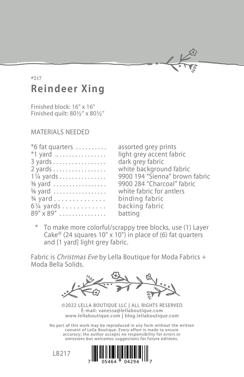 Reindeer Xing Quilt Pattern