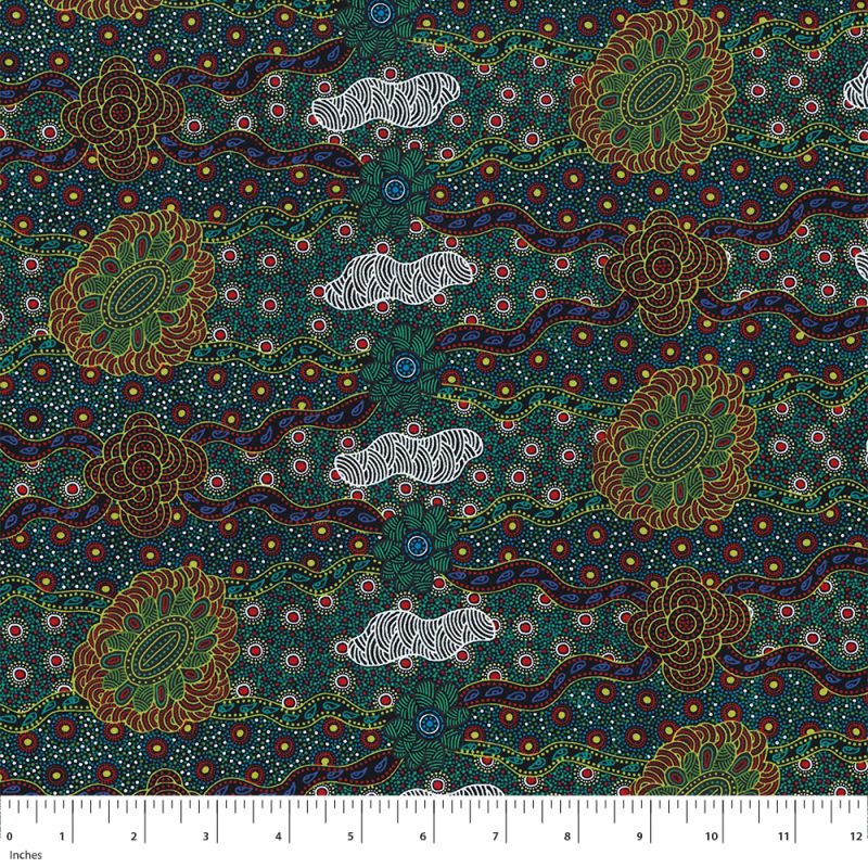 M&S Textiles M & S Textiles Lillup Dreaming Green Aboriginal Print  LDRG