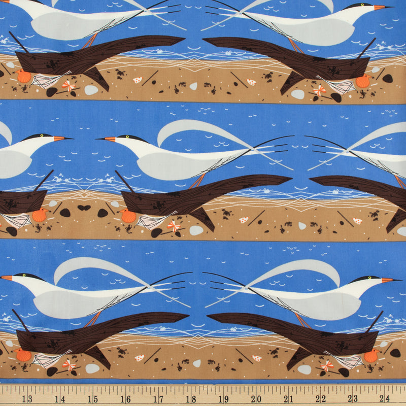 Charley Harper Coastal Ternscape Poplin Fabric
