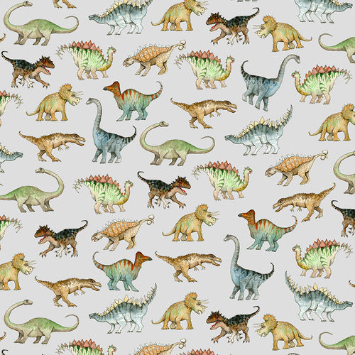 A.E. Nathan Co. Comfy Flannel Dinosaurs Gray Fabric