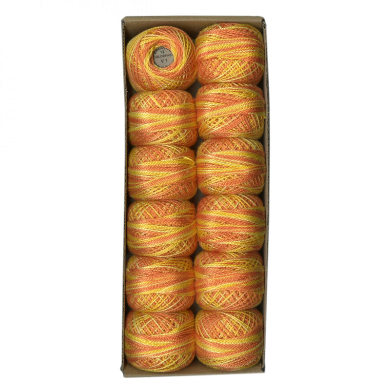 Valdani Pearl Cotton Size 12 Variegated Orange Blossom