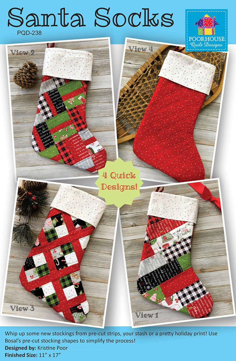 Poorhouse Quilt Designs Santa Socks Pattern PQD-238