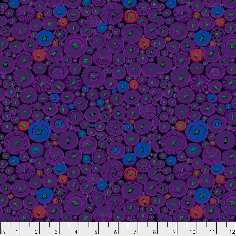 Button Mosaic Color Purple GP182.PURPLE  Designed By Kaffe Fassett For The Kaffe Fassett Collective February 2021