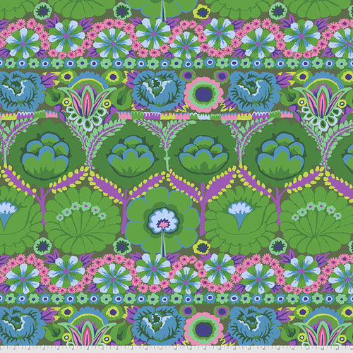 Kaffe Fassett Embroidered Flower Green Fabric