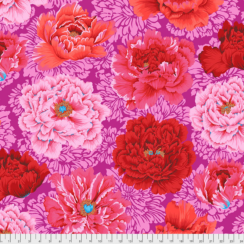 Brocade Peony Color Hot PJ062.HOT  Philip Jacobs For Kaffe Fassett Collective February 2021