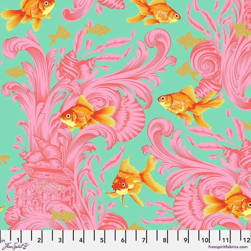 PREORDER Tula Pink Besties Treading Water Metallic Blossom Fabric