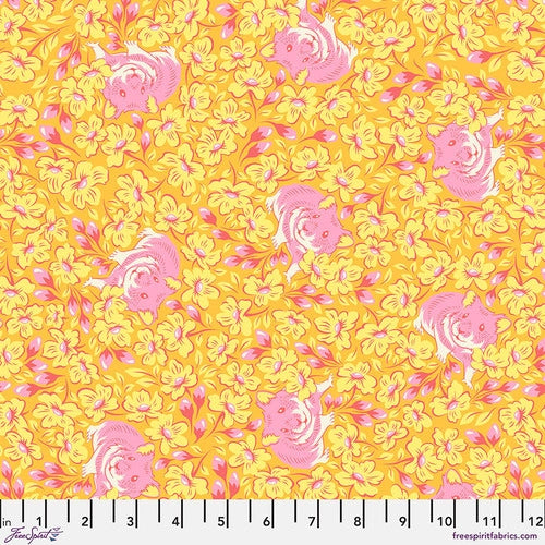 PREORDER Tula Pink Besties Chubby Cheeks Buttercup Fabric