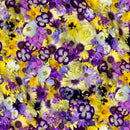 Maywood Studios Hand Picked Digital Flowers Yellow/Purple Wide Back Fabric