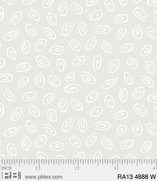 P & B Textiles Ramblings 13 Squiggles White Fabric