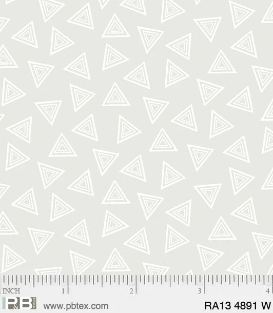 P & B Textiles Ramblings 13 Triangles White Fabric