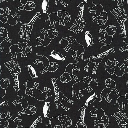 Robert Kaufman Animal Club Animal Toss Black Fabric