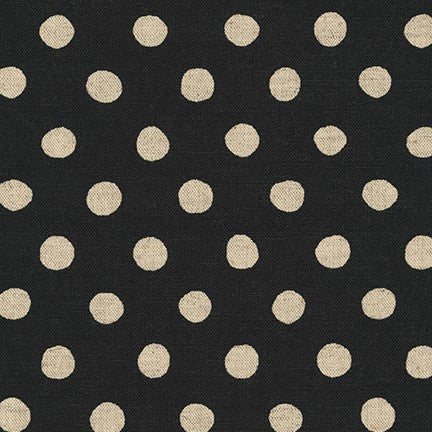 Robert Kaufman Sevenberry Canvas Natural Dots Black Fabric