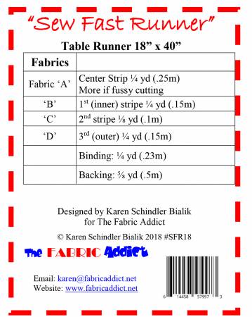 The Fabric Addict Sew Fast Runner Pattern