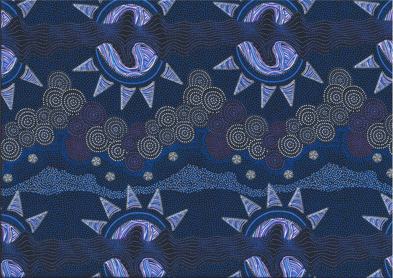 M&S Textiles Sunset Night Dreaming Blue Fabric