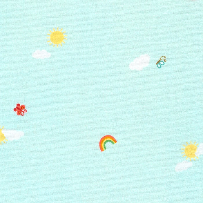 Robert Kaufman Cuddly Countryside Rainbow Blue Fabric