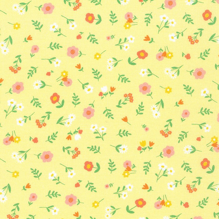 Robert Kaufman Cuddly Countryside Flowers Yellow Fabric