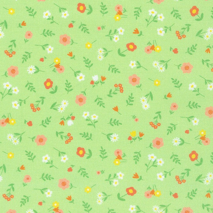 Robert Kaufman Cuddly Countryside Flowers Green Fabric