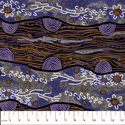 M&S Textiles Sandy Creek-Purple Aboriginal Print SCRP