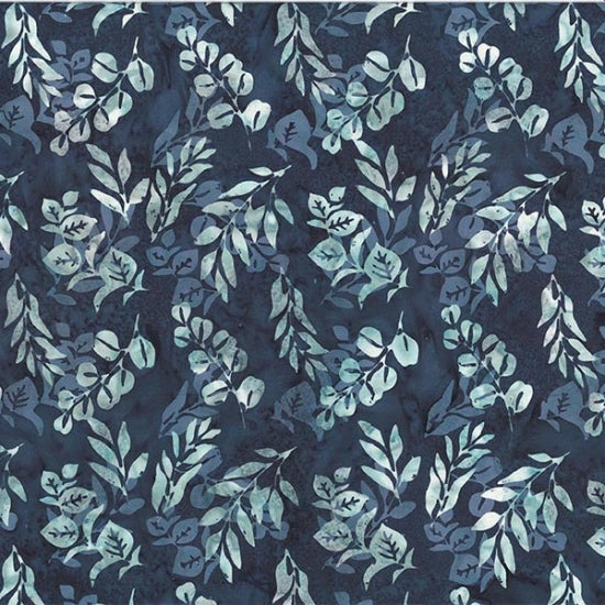 Hoffman Bali Batiks Mixed Foliage Navy Fabric