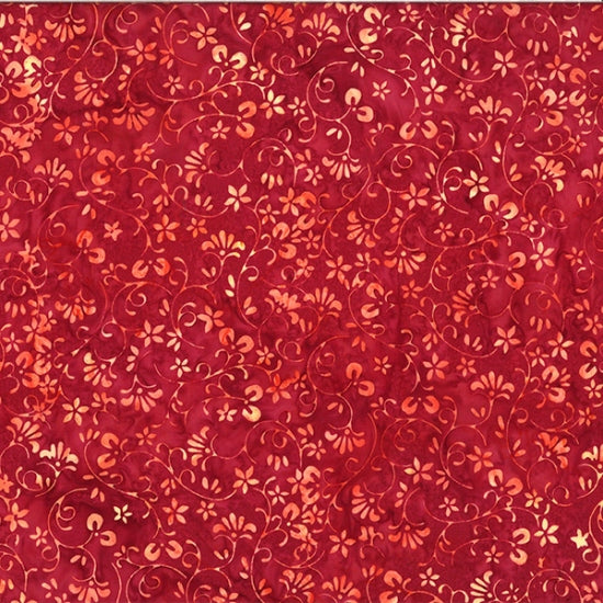 Hoffman Bali Batiks Ditsy Floral Crimson Fabric