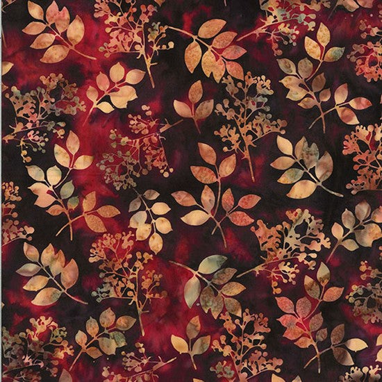 Hoffman Bali Batiks Mixed Foliage Harvest Fabric