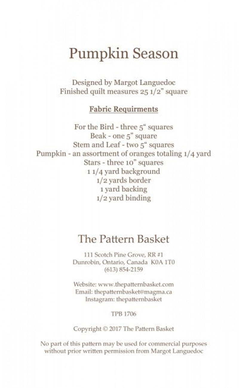 The Pattern Basket Pumpkin Season Pattern