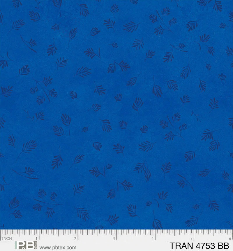 P & B Textiles Tranquility Leaf Texture Tonal Bright Blue Fabric