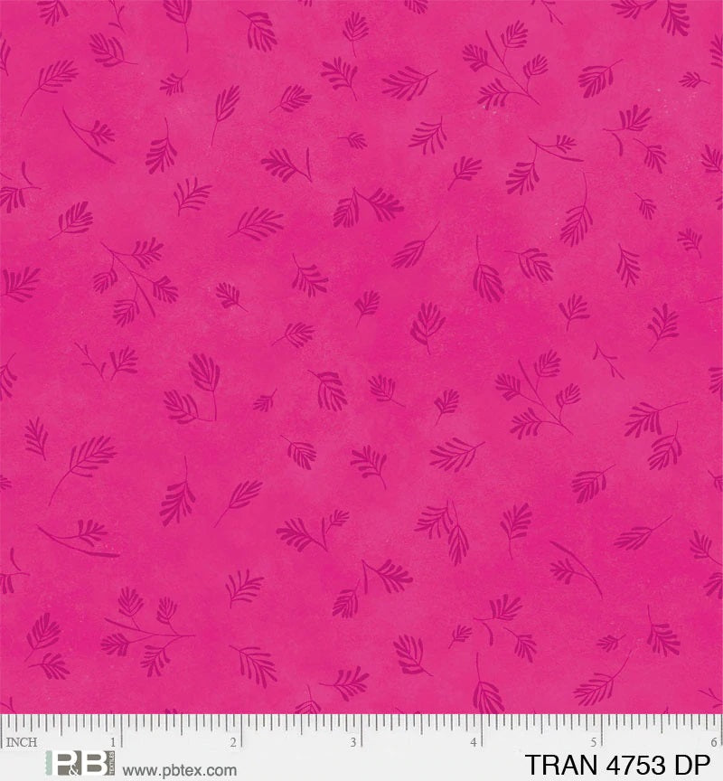 P & B Textiles Tranquility Leaf Texture Tonal Dark Pink Fabric