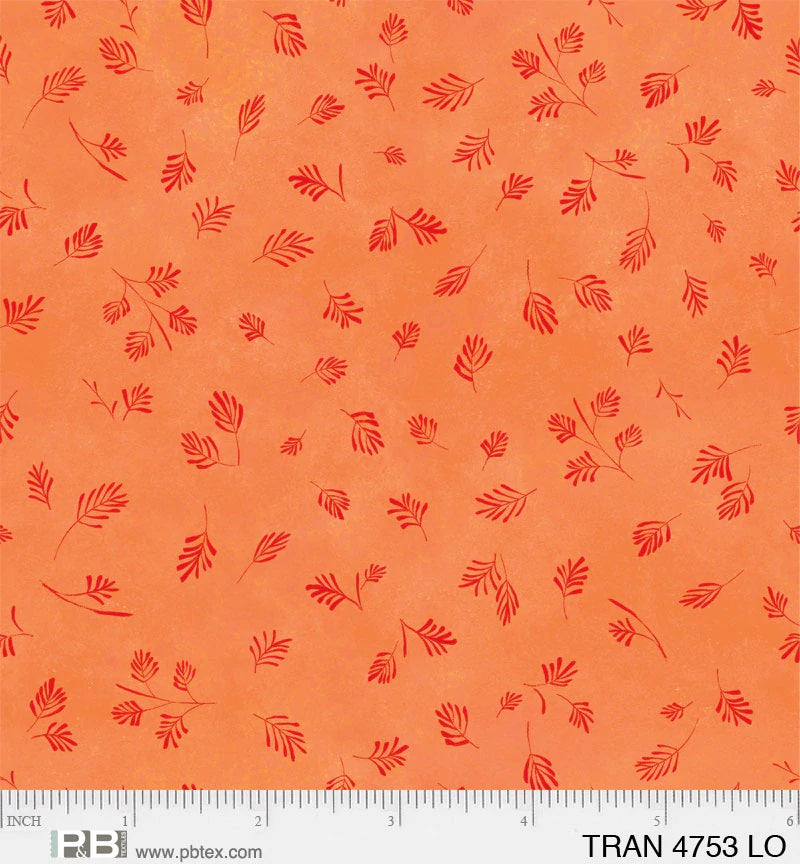 P & B Textiles Tranquility Leaf Texture Tonal Light Orange Fabric