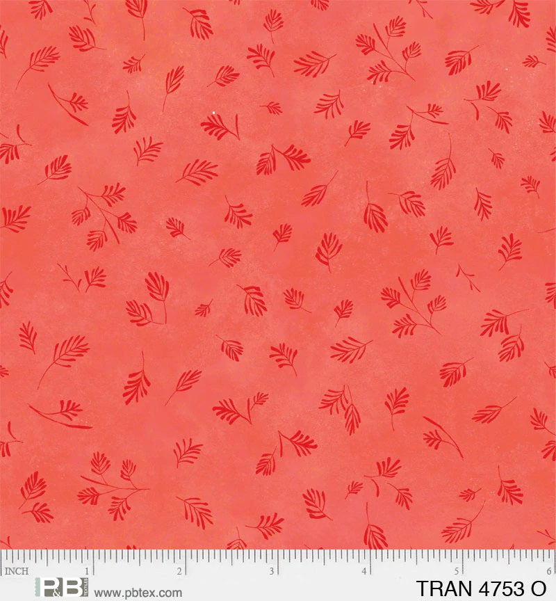 P & B Textiles Tranquility Leaf Texture Tonal Orange Fabric