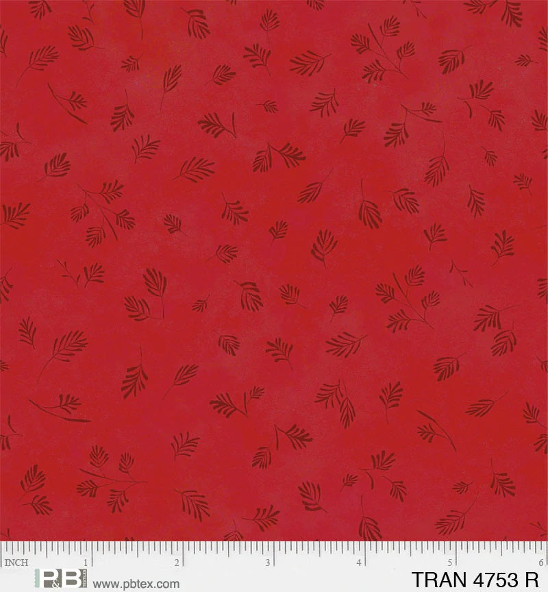 P & B Textiles Tranquility Leaf Texture Tonal Red Fabric