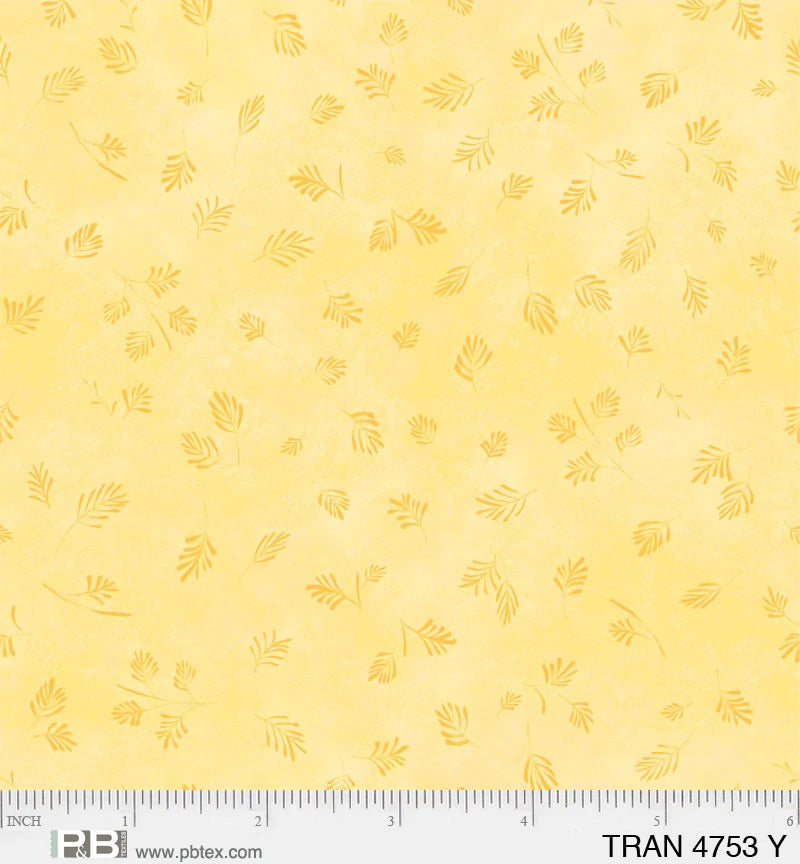 P & B Textiles Tranquility Leaf Texture Tonal Yellow Fabric