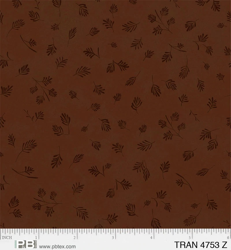 P & B Textiles Tranquility Leaf Texture Tonal Brown Fabric