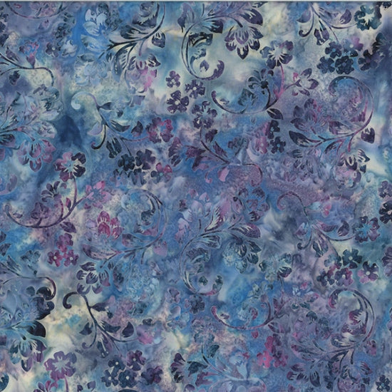Hoffman Fabrics Bali Batik Deco Floral Purple Haze Fabric