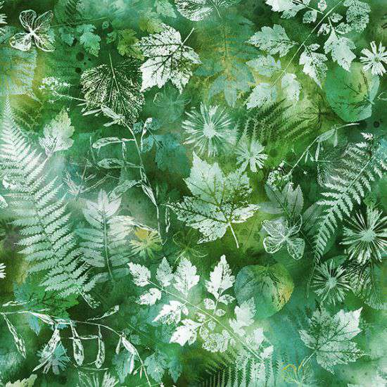 Hoffman Fabrics Mystic Mountains Leaves Leaf Digital Print Fabric